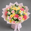 Pastel Yellow & Pink Mixed Bouquet