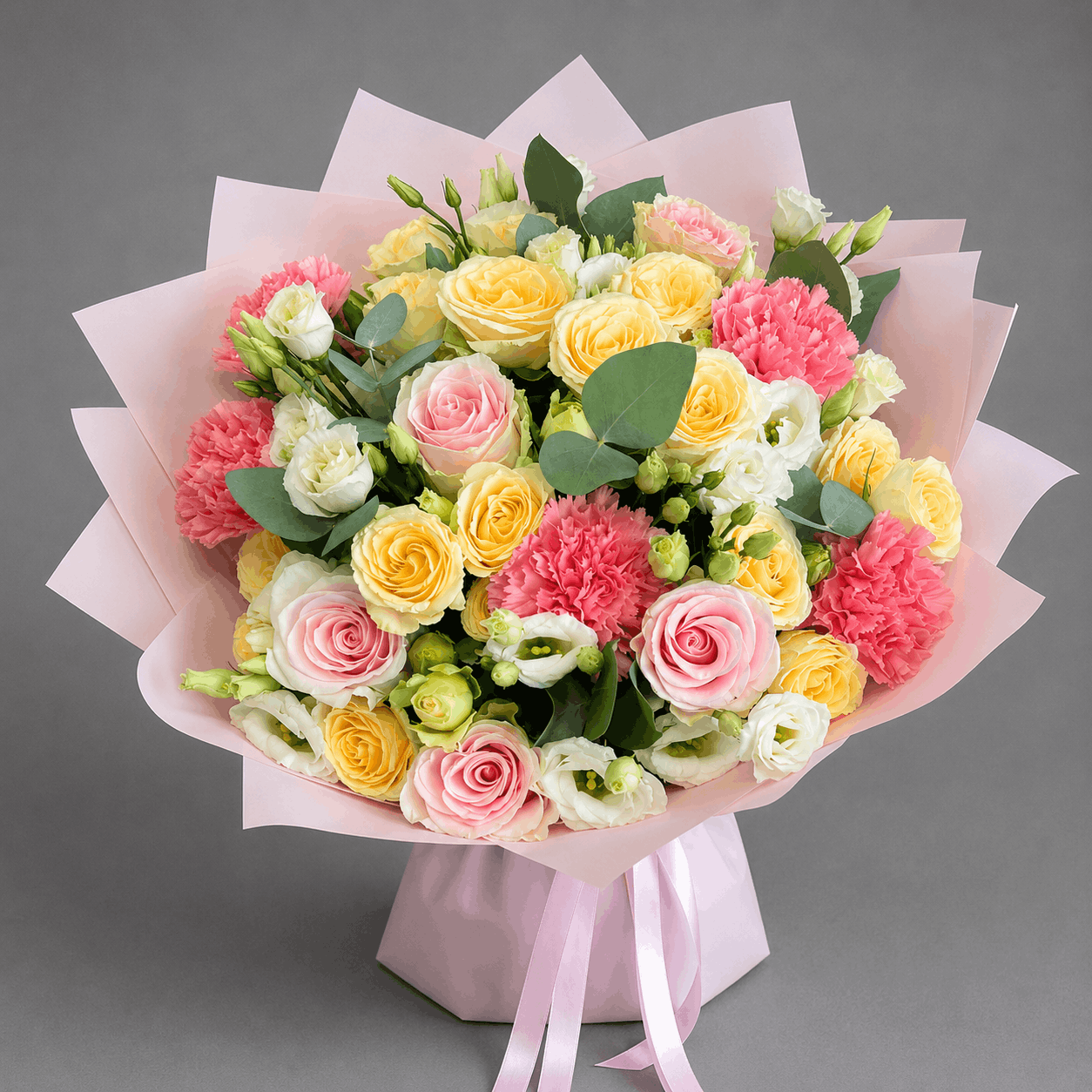 Pastel Yellow & Pink Mixed Bouquet
