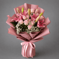 Pink Lily Rose & Baby’s Breath Bouquet