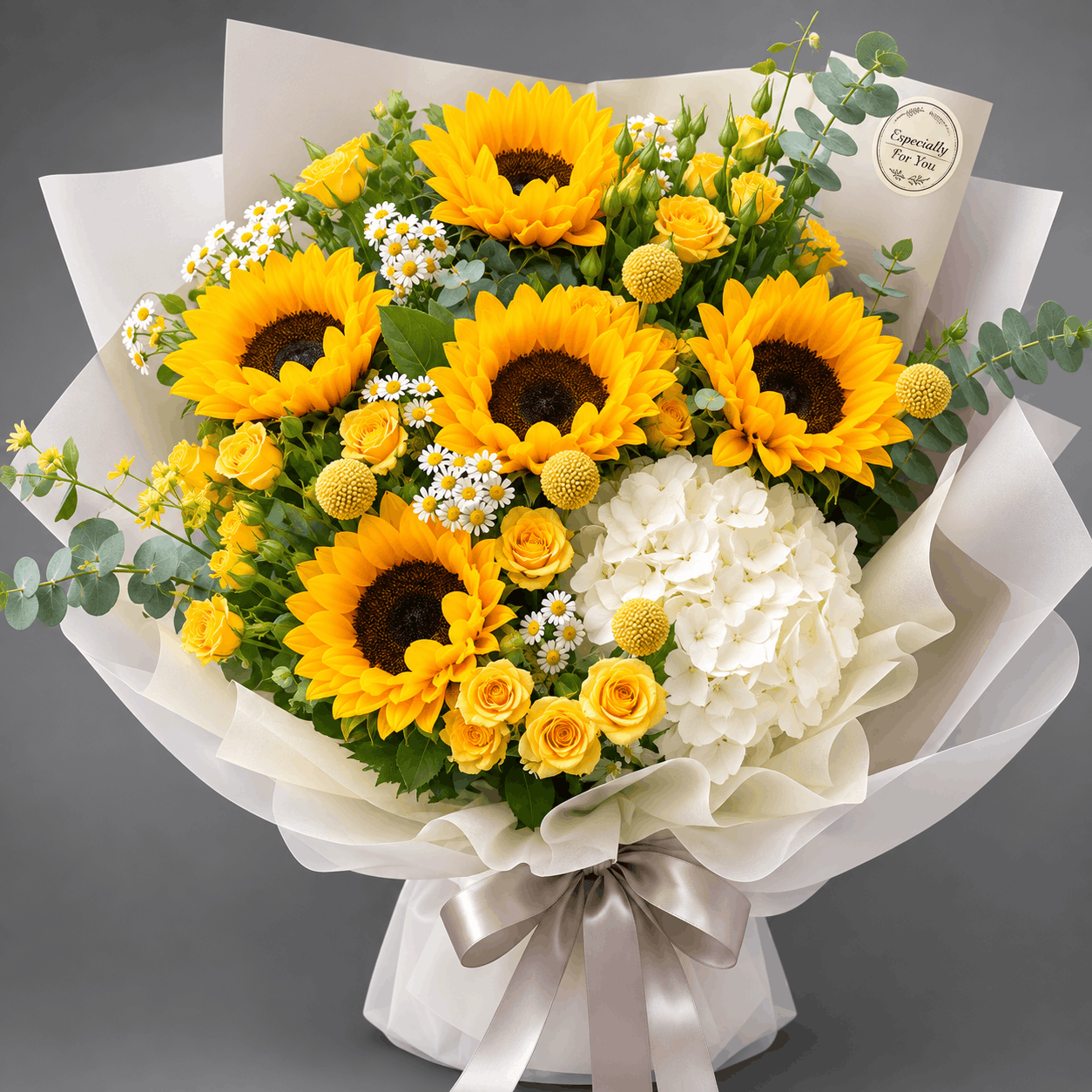 Sunflower & Yellow Rose Celebration Bouquet