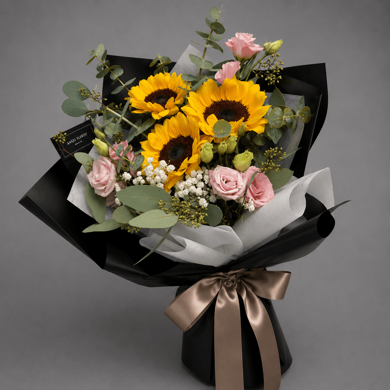 Sunflower & Blush Rose Bouquet