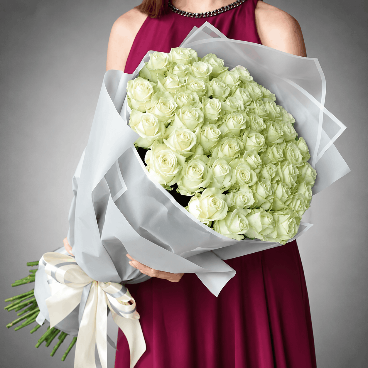51 White Roses Grand Bouquet – Florist Special