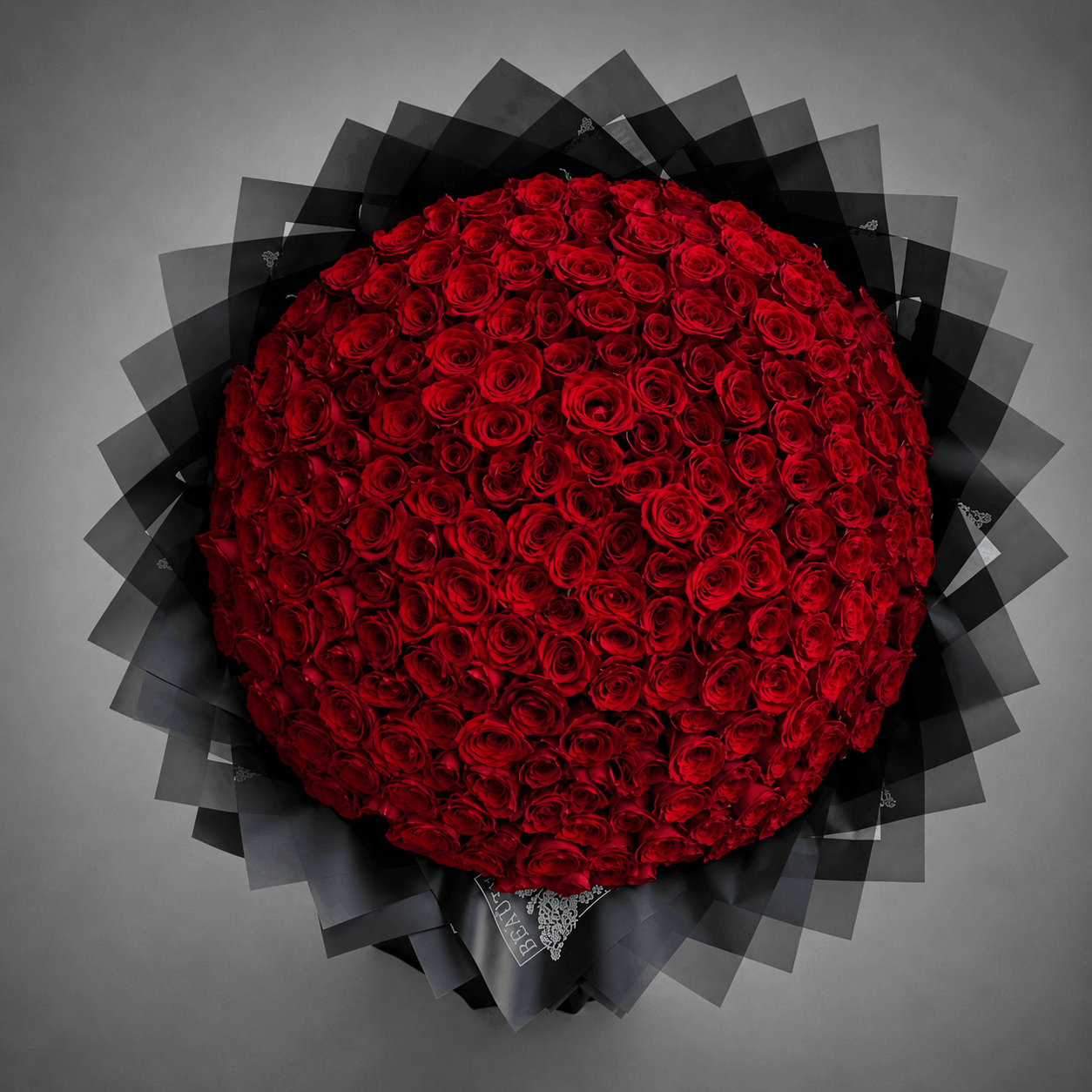Black-Wrapped Red Rose Bouquet
