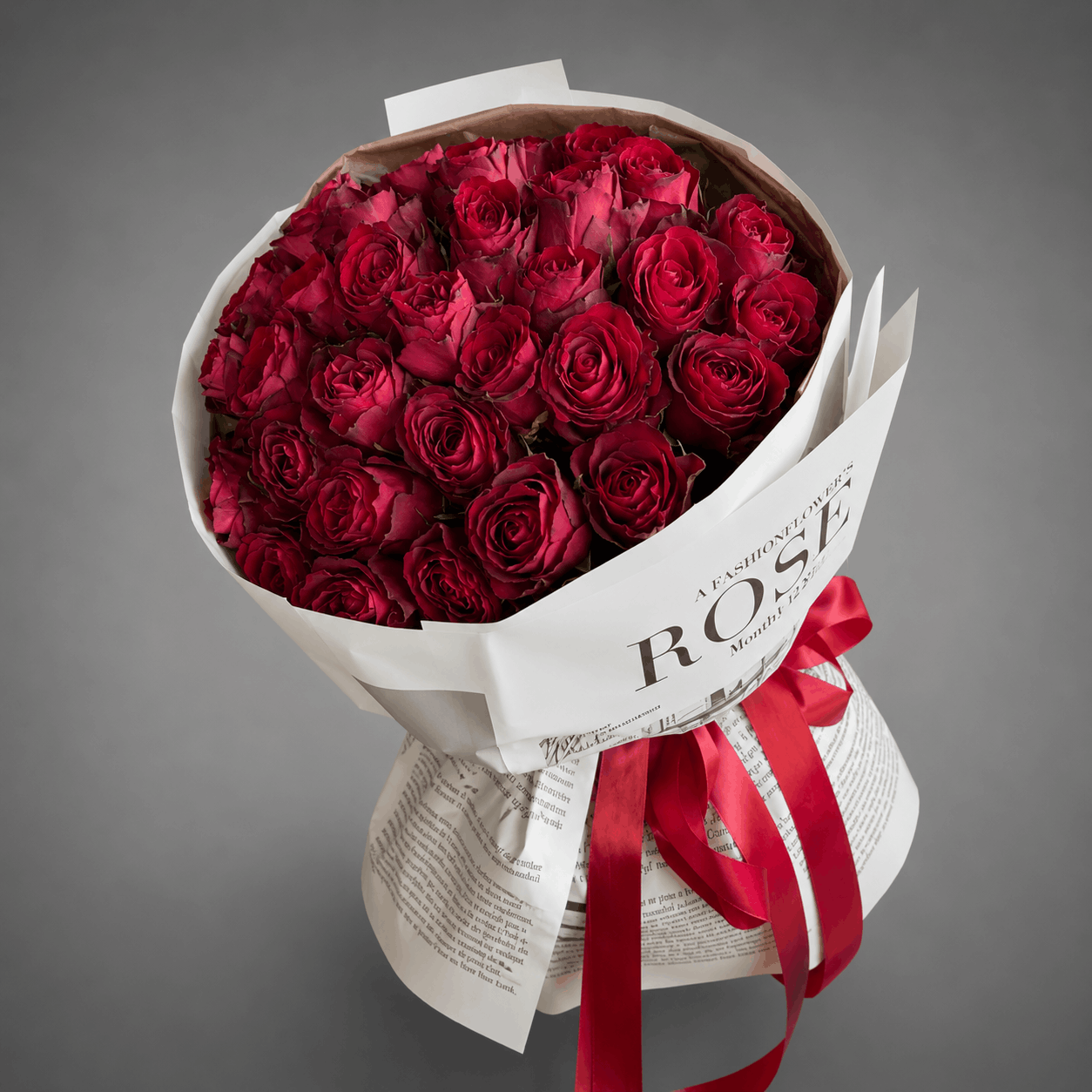 Red Rose Bouquet in White Wrap