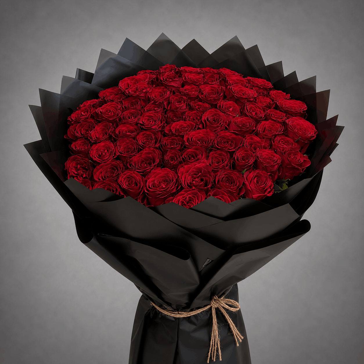 Black-Wrapped Red Rose Statement Bouquet