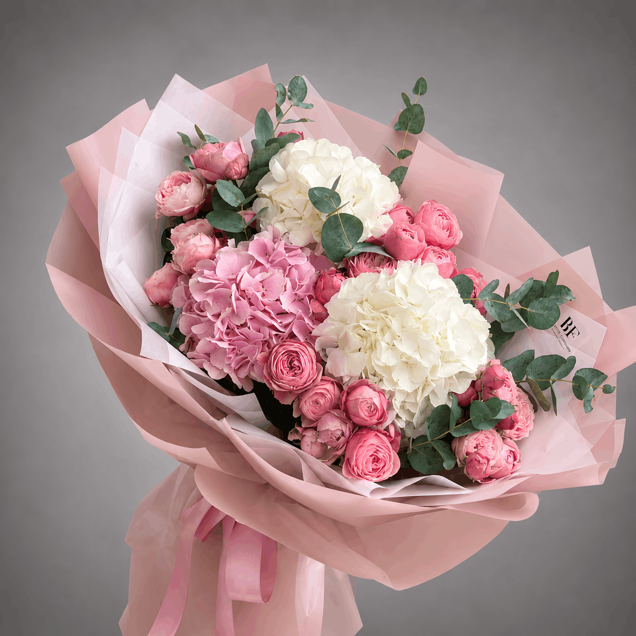 Blush Hydrangea & Peach Rose Bouquet
