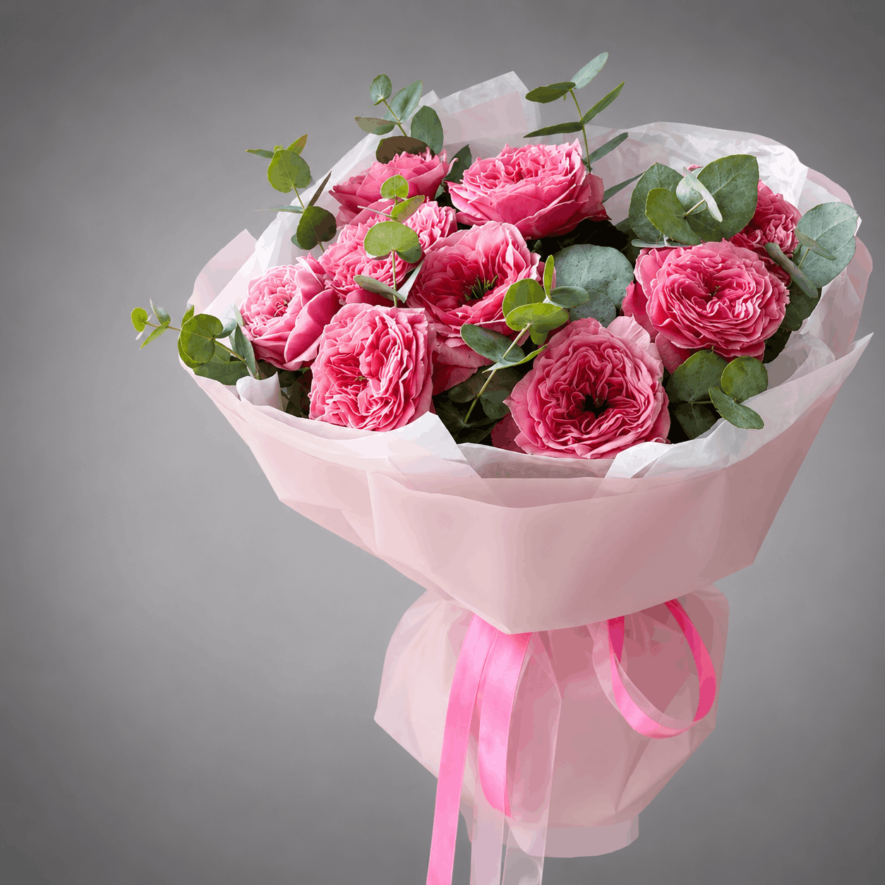 Pink Garden Rose & Eucalyptus Bouquet