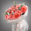 Coral Peach Garden Rose Bouquet