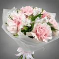 Blush Peony & White Flower Bouquet