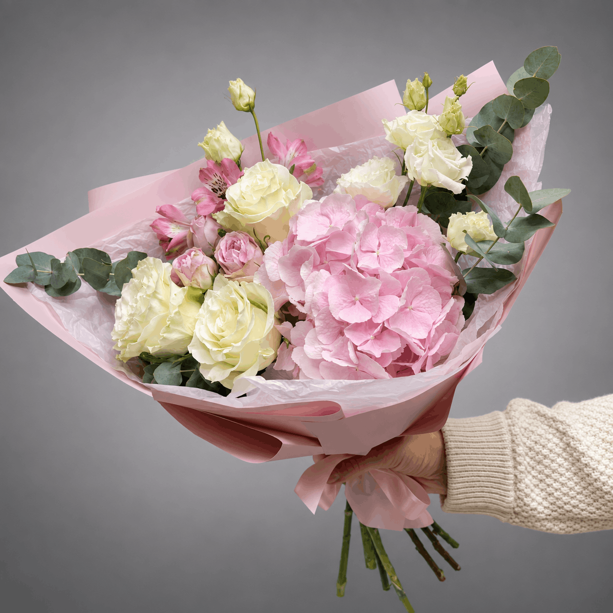 Soft Pink Hydrangea & Cream Bouquet