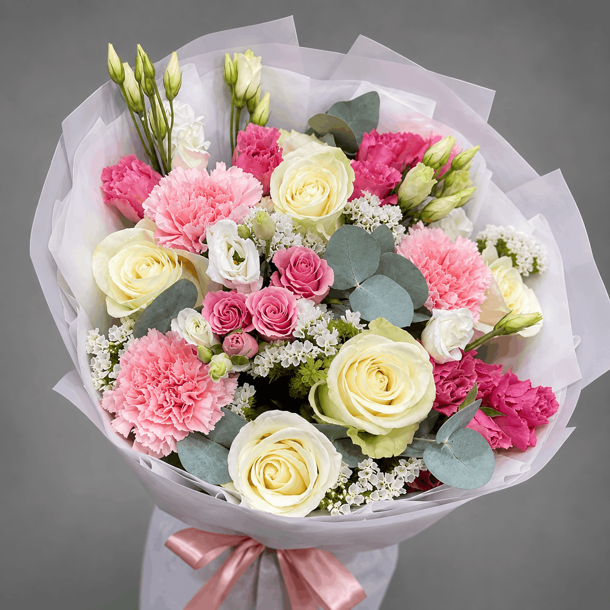 Pink & Cream Rose and Carnation Bouquet