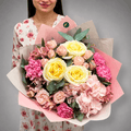 Mixed Luxury Bouquet – Roses, Hydrangea & Hyacinth
