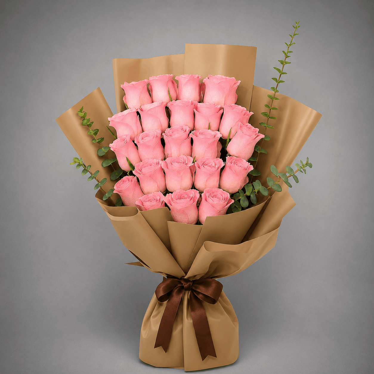 25 Pink Roses Bouquet – Kraft Wrap