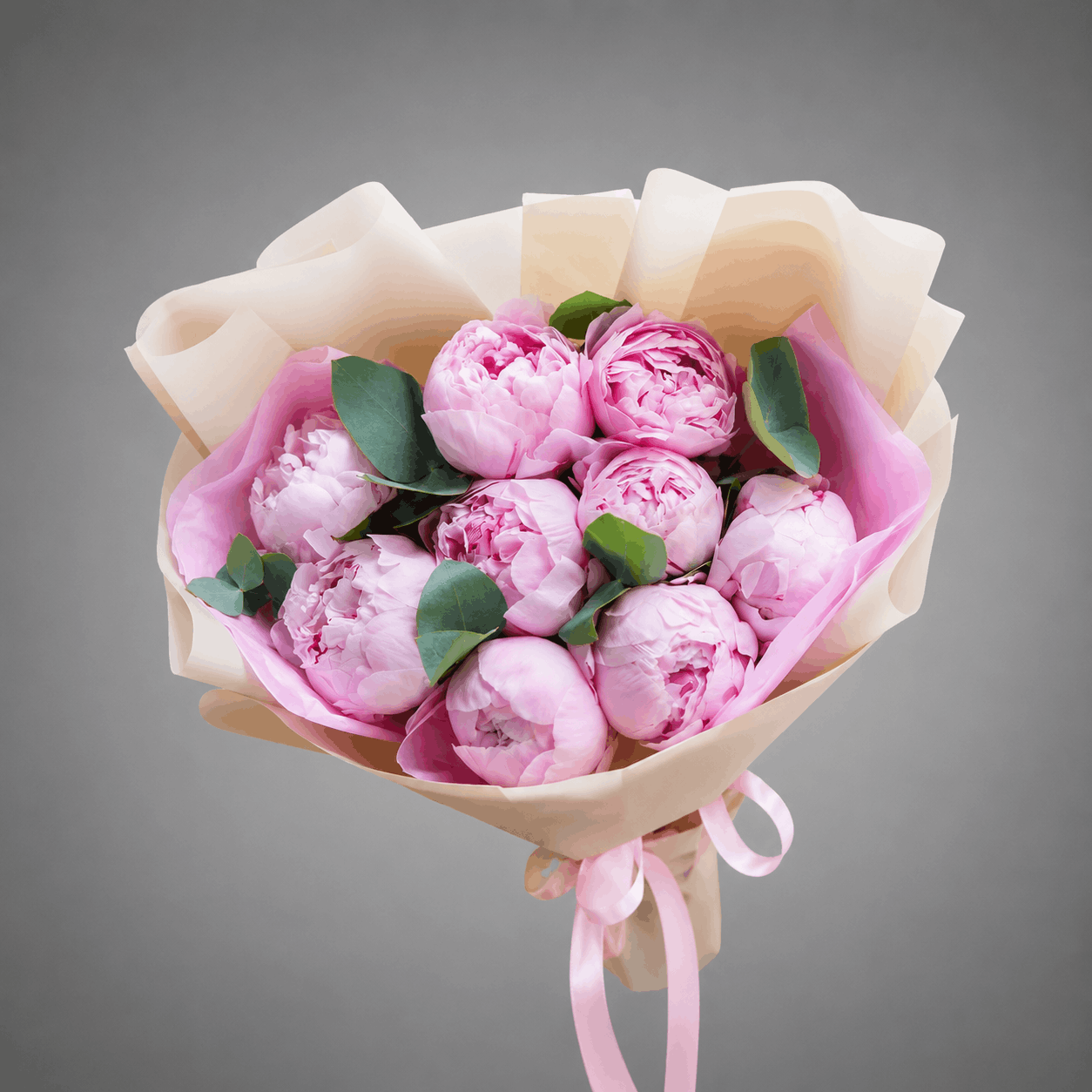 Pink Peony Bouquet – Cream Wrap