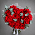 21 Red Roses Bouquet – Eucalyptus & Frosted Wrap