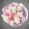 Tri-Colour Carnation Bouquet – Pink, Peach & White