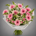 Pink Gerbera Garden Bouquet – White Wrap