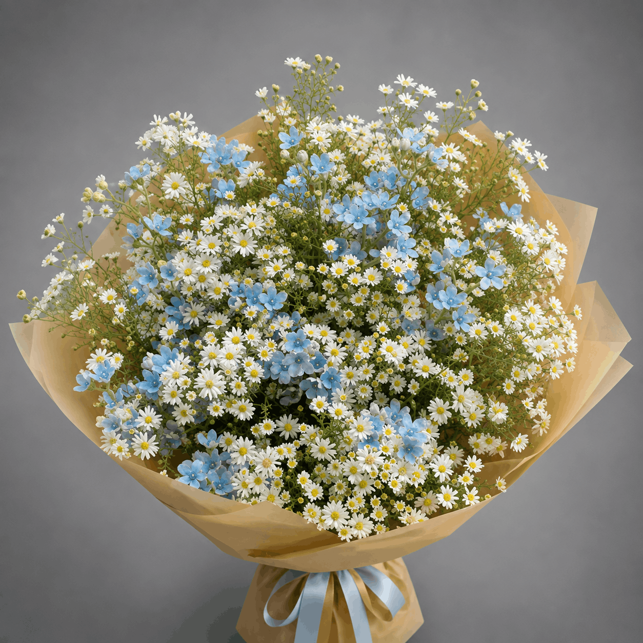 Chamomile & Forget-Me-Not Wildflower Bouquet – Kraft Wrap