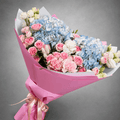 Pastel Blue & Pink Mixed Bouquet