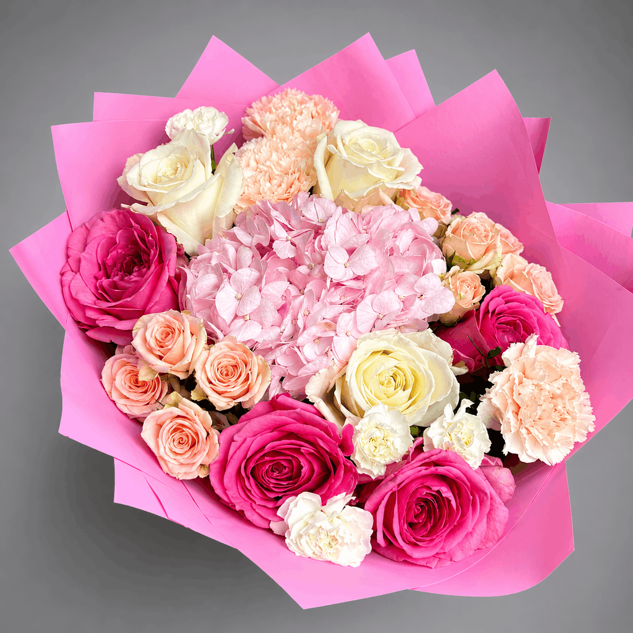 Vibrant Pink & Peach Mixed Bouquet