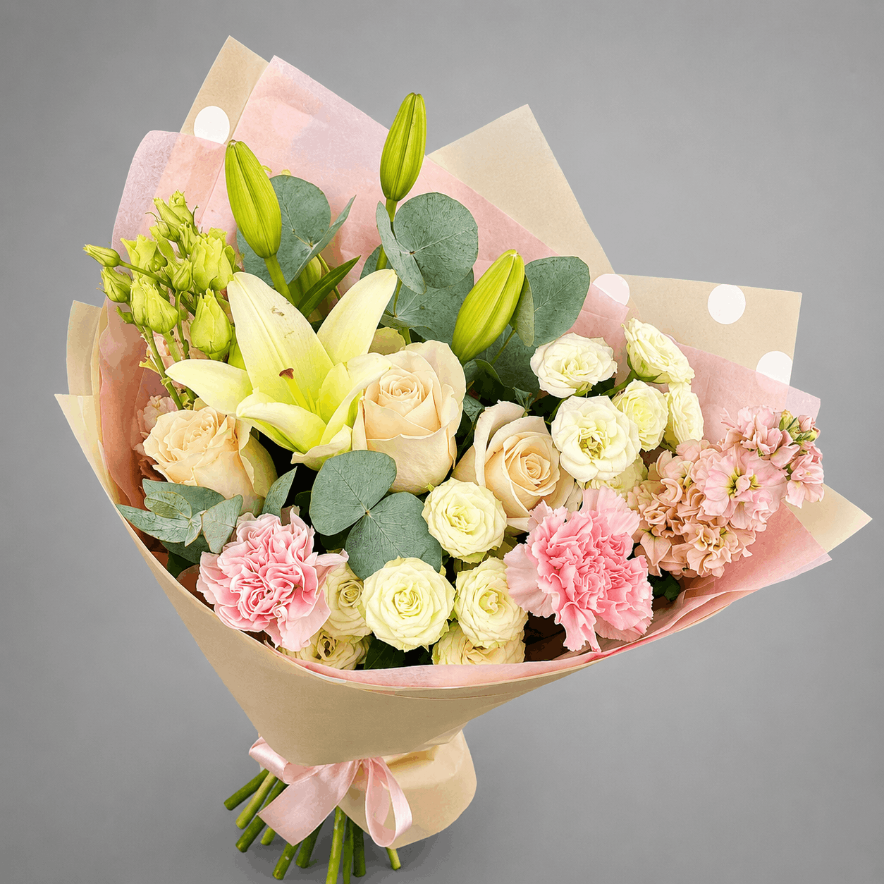 Pastel Lily & Rose Bouquet