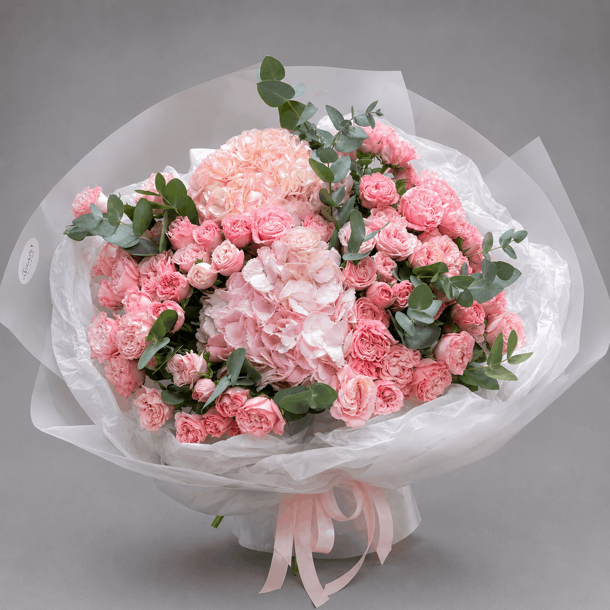 Soft Pink Hydrangea & Rose Garden Bouquet