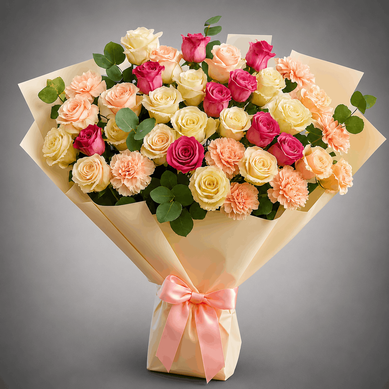 Peach & Pink Rose Bouquet – Florist Special