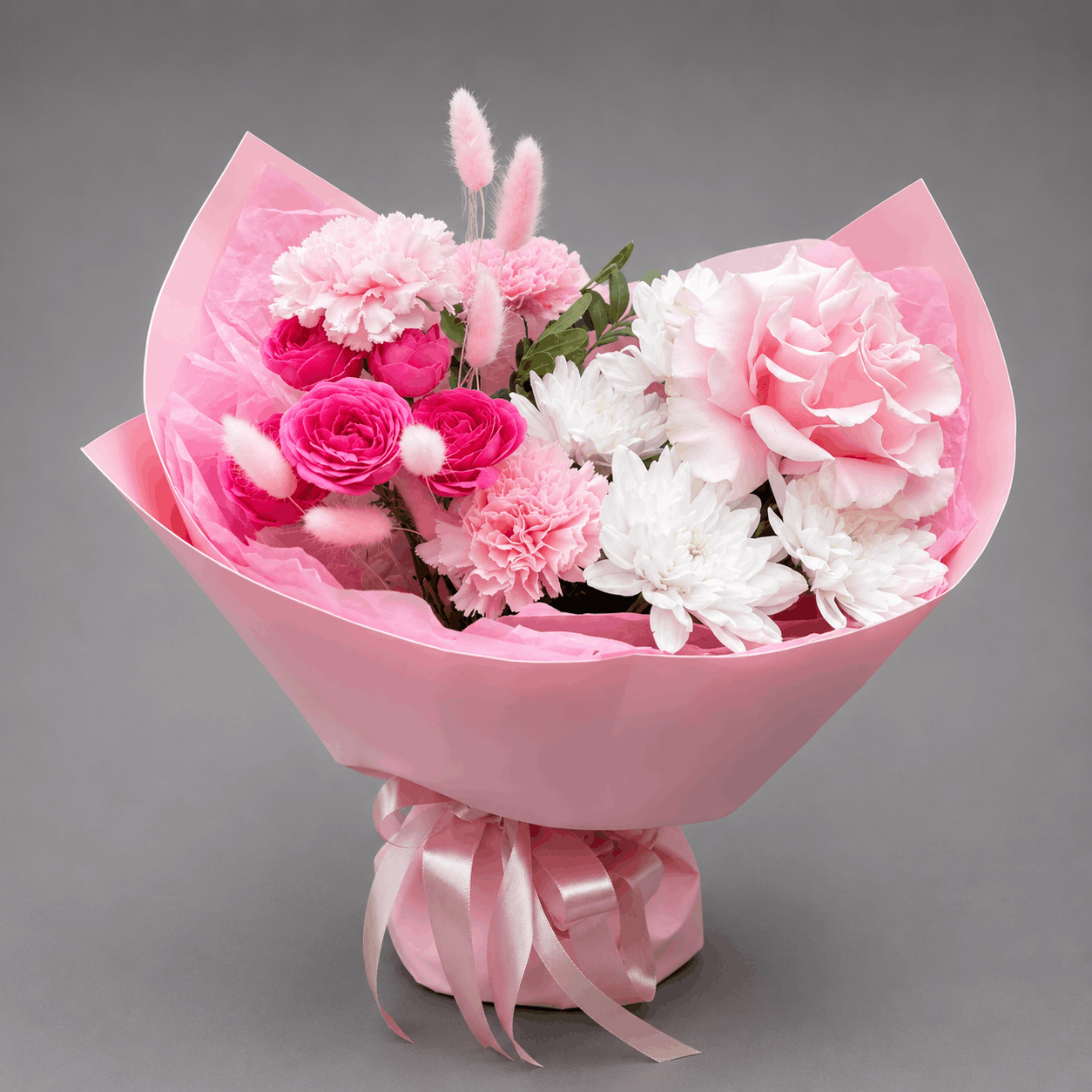 Pink Rose & White Mixed Bouquet