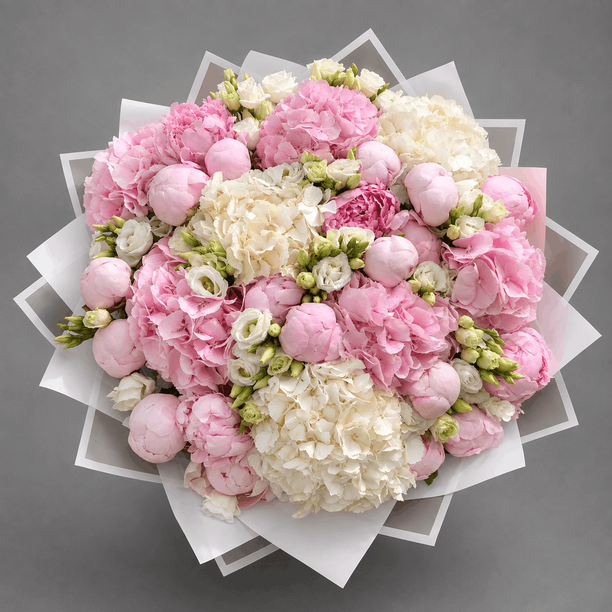 Pastel Pink & White Hydrangea Bouquet