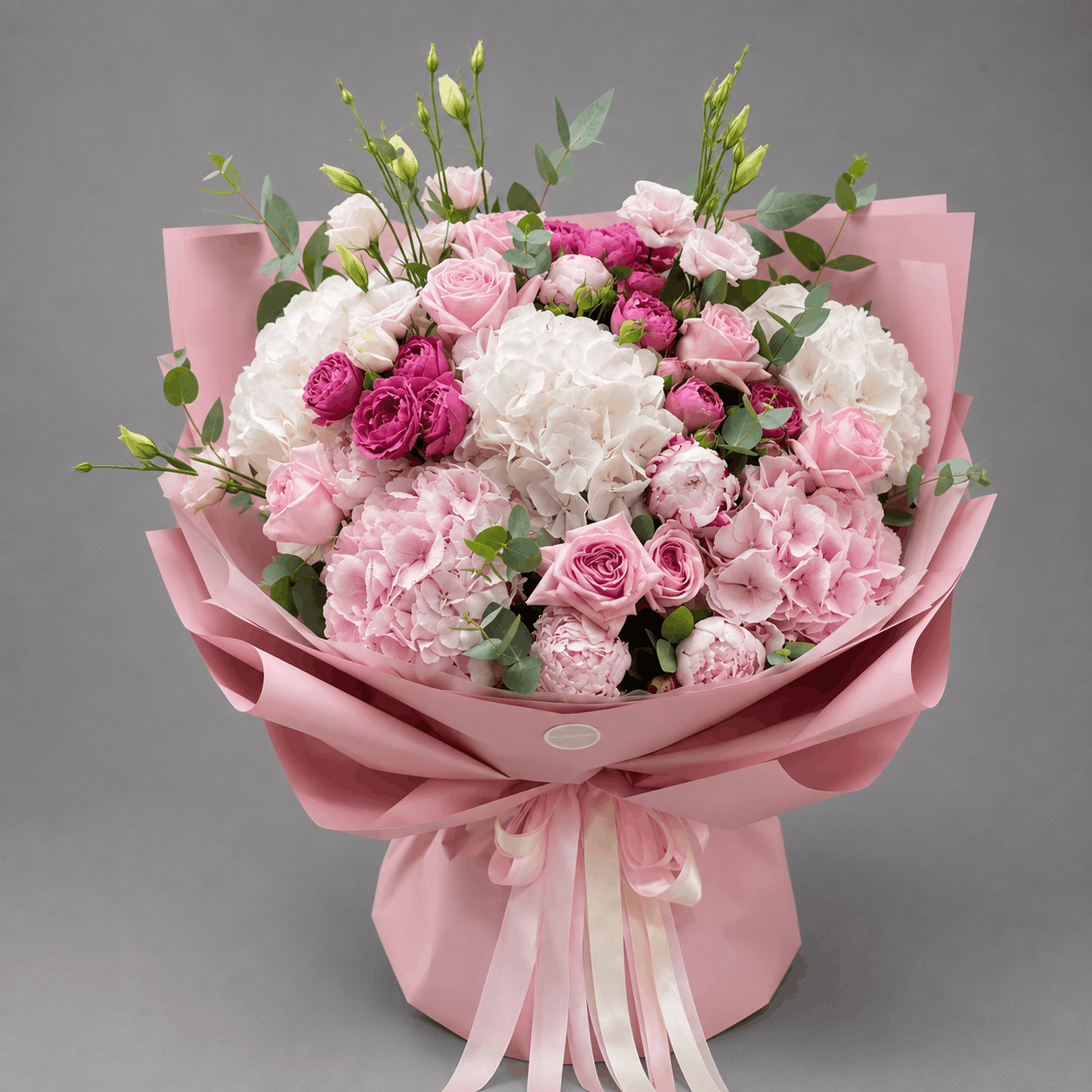 Blush Pink & White Hydrangea Rose Bouquet