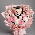 Pink & White Graduation Teddy Bear Bouquet
