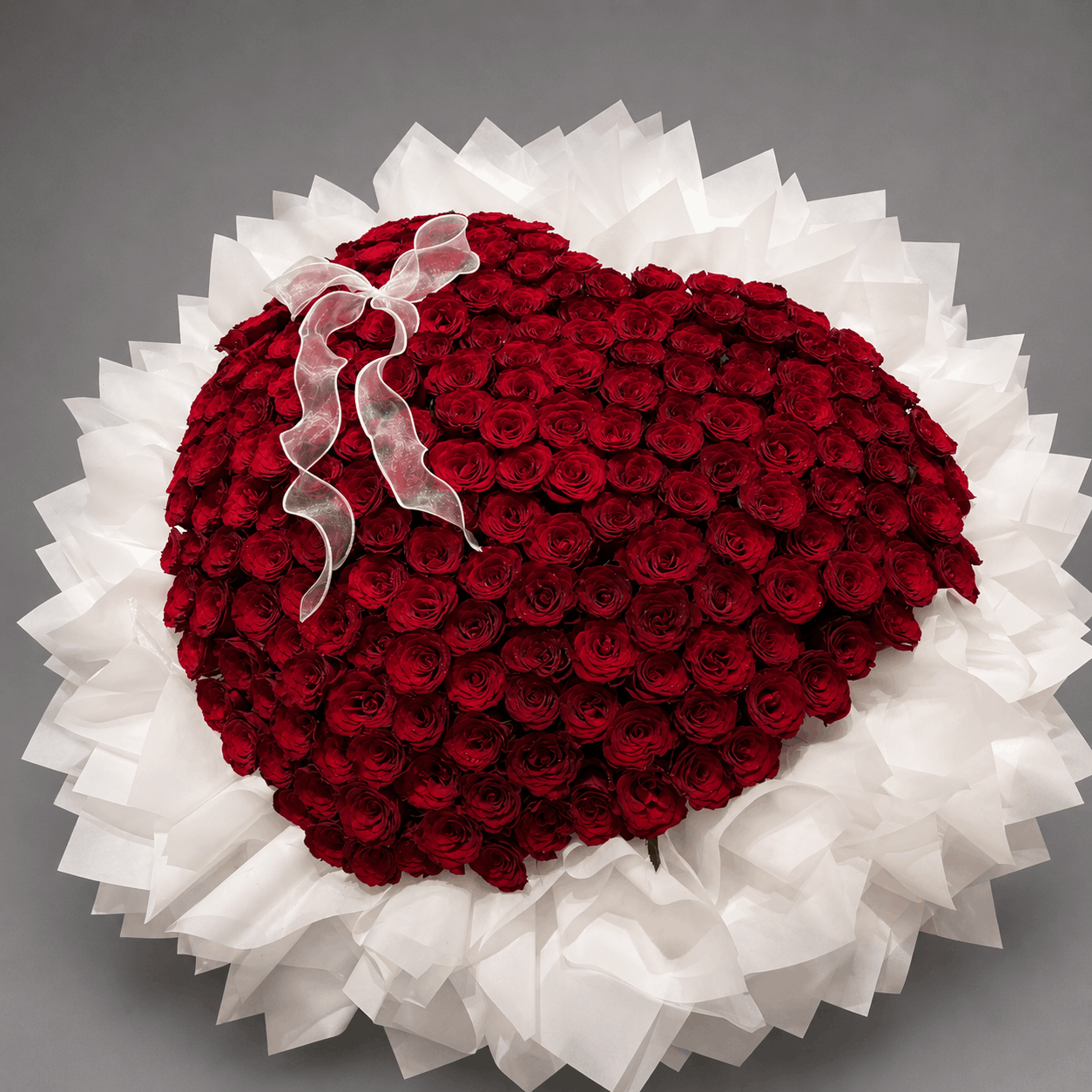 Luxury Deep Red Rose Dome Bouquet