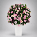 Pink Rose Sphere Pedestal Arrangement