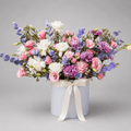 Pastel Dream Powder Blue Hat Box Arrangement