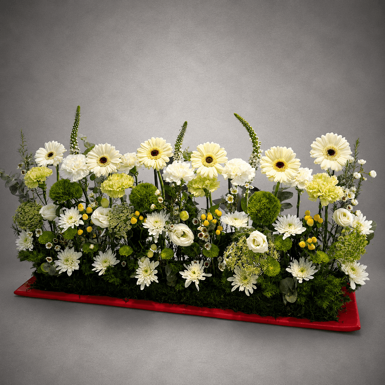 White & Green Garden Tray Centrepiece