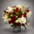 Red Rose & White Orchid Crystal Vase Arrangement