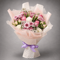 Pink Rose & Lisianthus Lace Bouquet