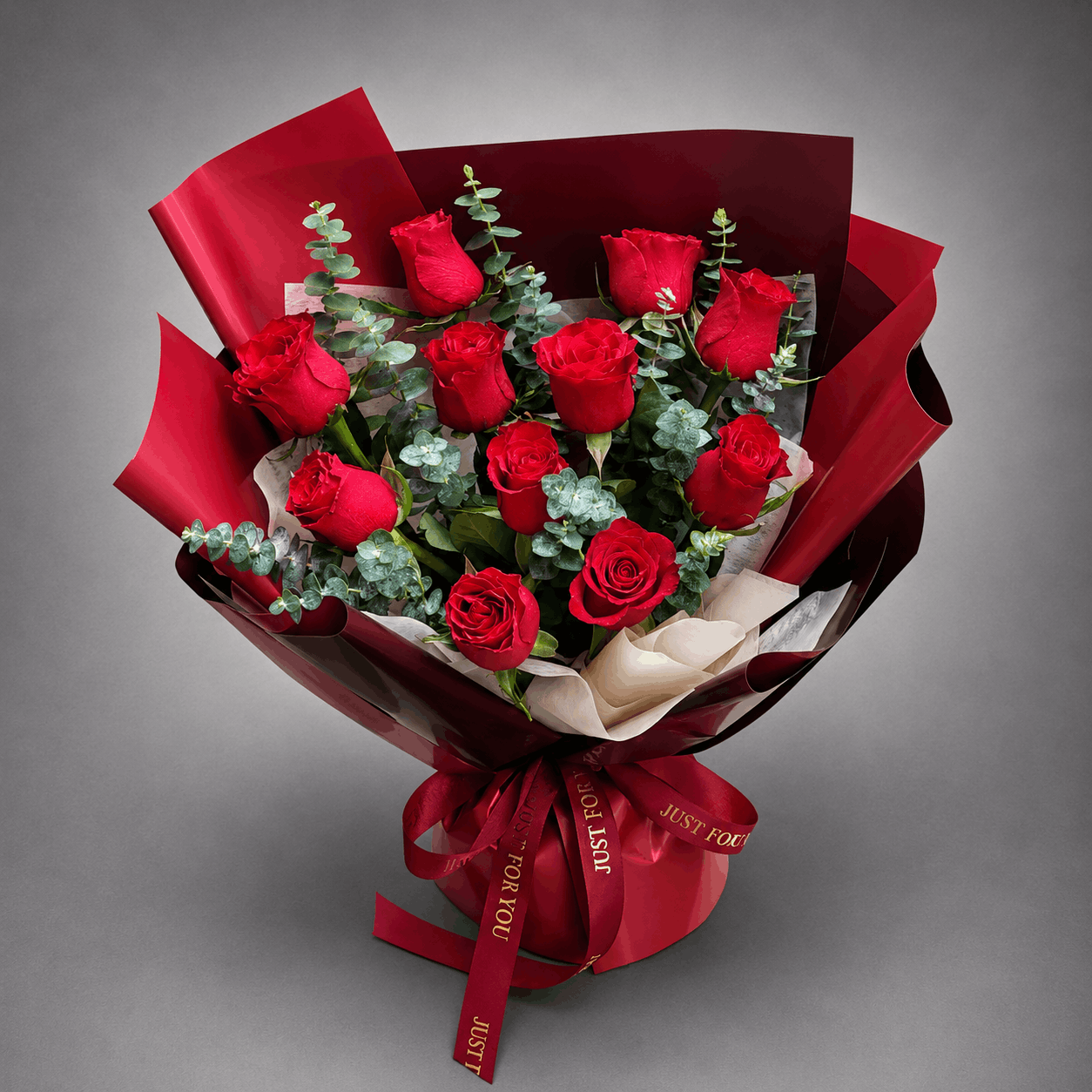 Red Rose & Eucalyptus Just For You Bouquet