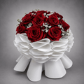 Red Rose White Origami Sculpture Bouquet