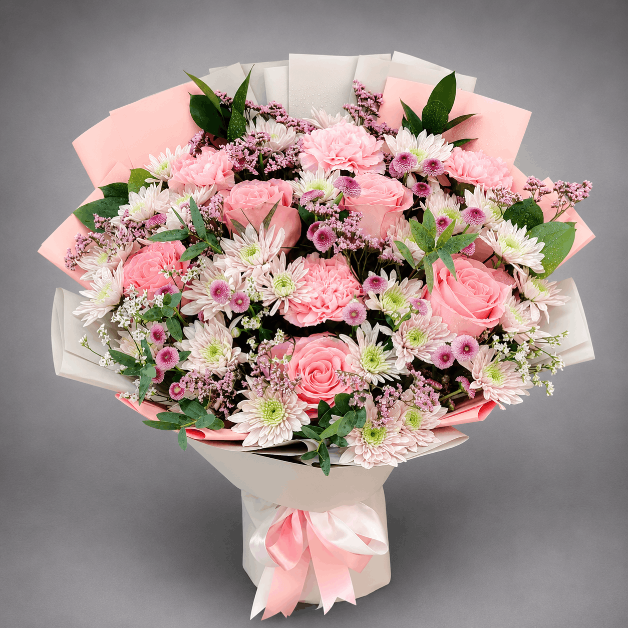 Pink Rose & Chrysanthemum Garden Bouquet