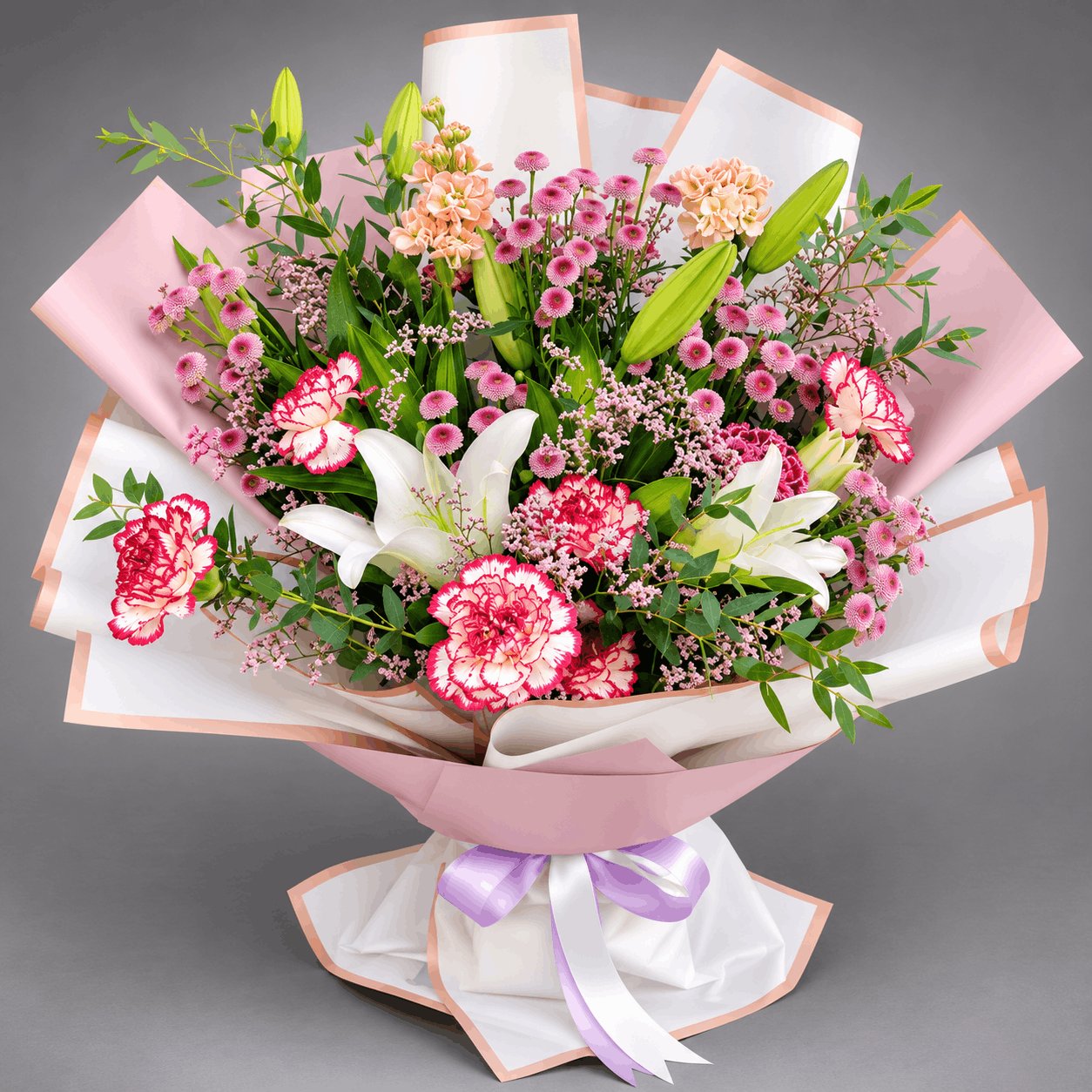 White Lily & Carnation Garden Bouquet