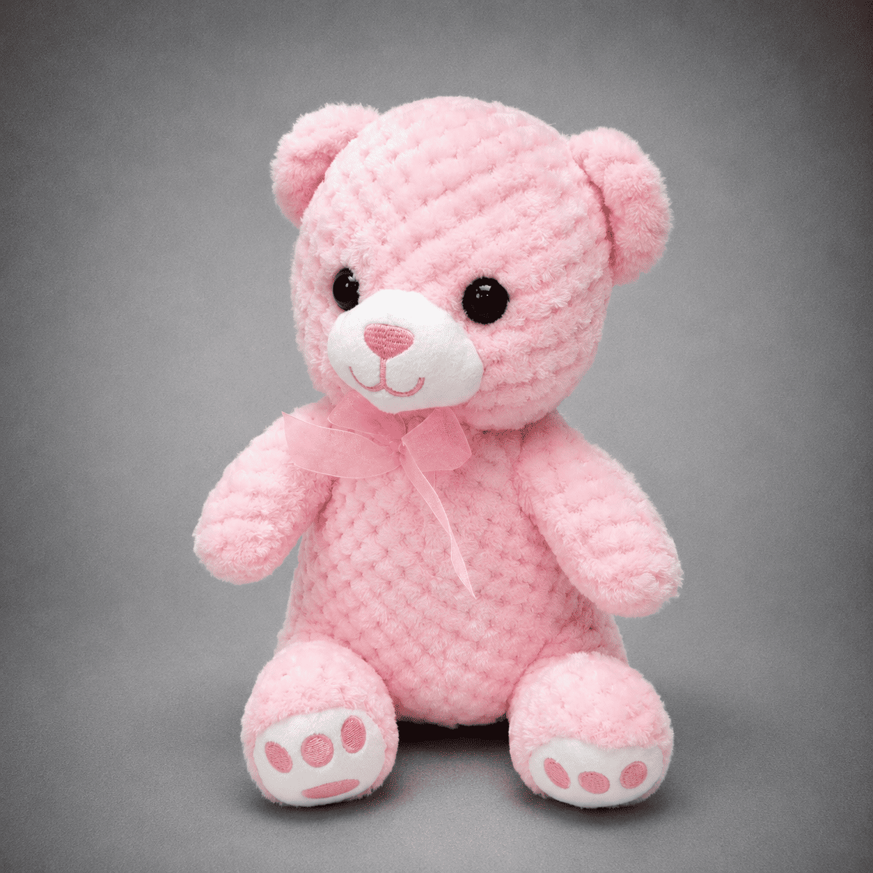 Pink Waffle Texture Teddy Bear Plush Toy