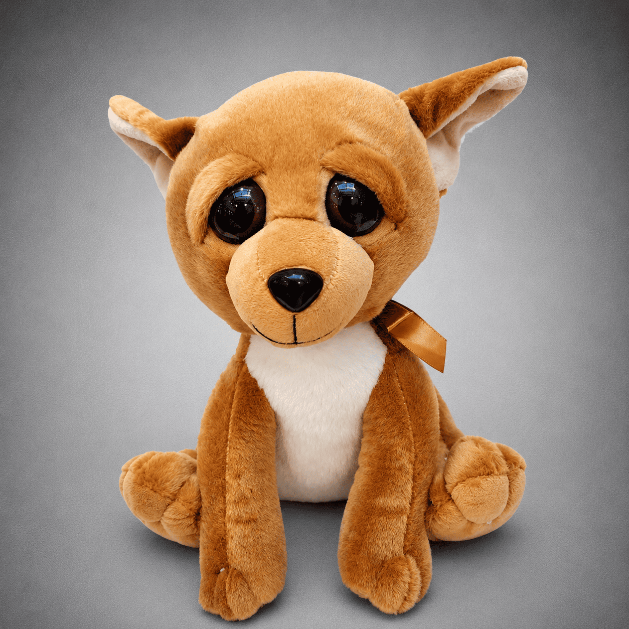 Big Eyes Fox Plush Toy with Satin Bow
