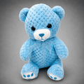 Blue Waffle Texture Teddy Bear Plush Toy with Organza Bow