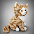 Tabby Cat Plush Toy with Golden Eyes