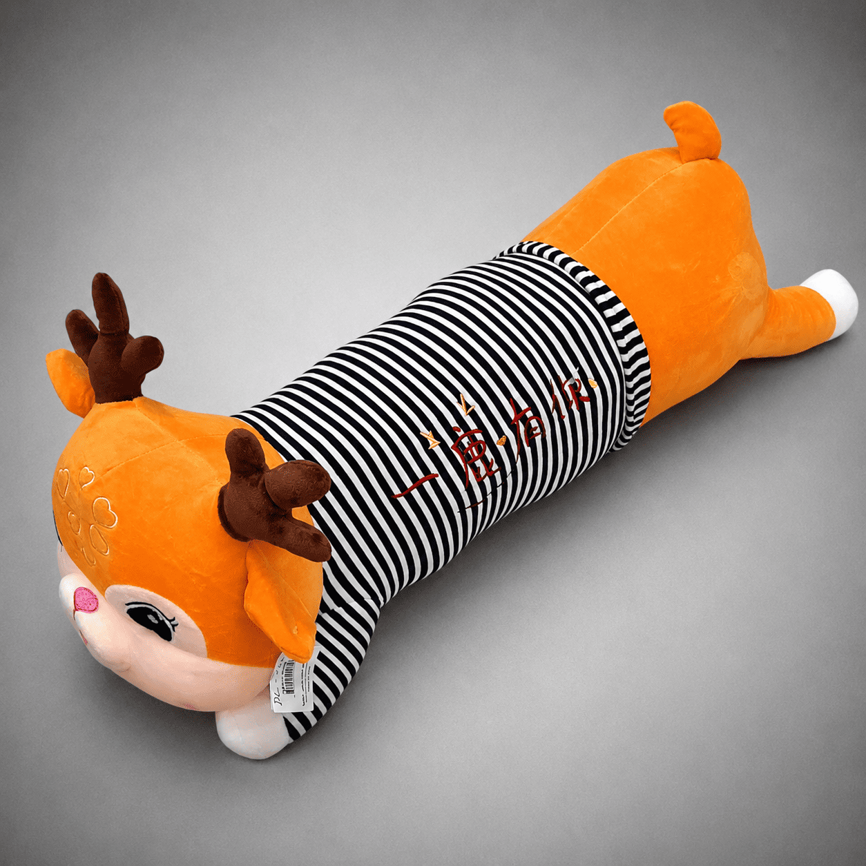 Deer Bolster Long Plush Toy with Striped Outfit