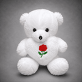 White Rose Teddy Bear Plush Toy