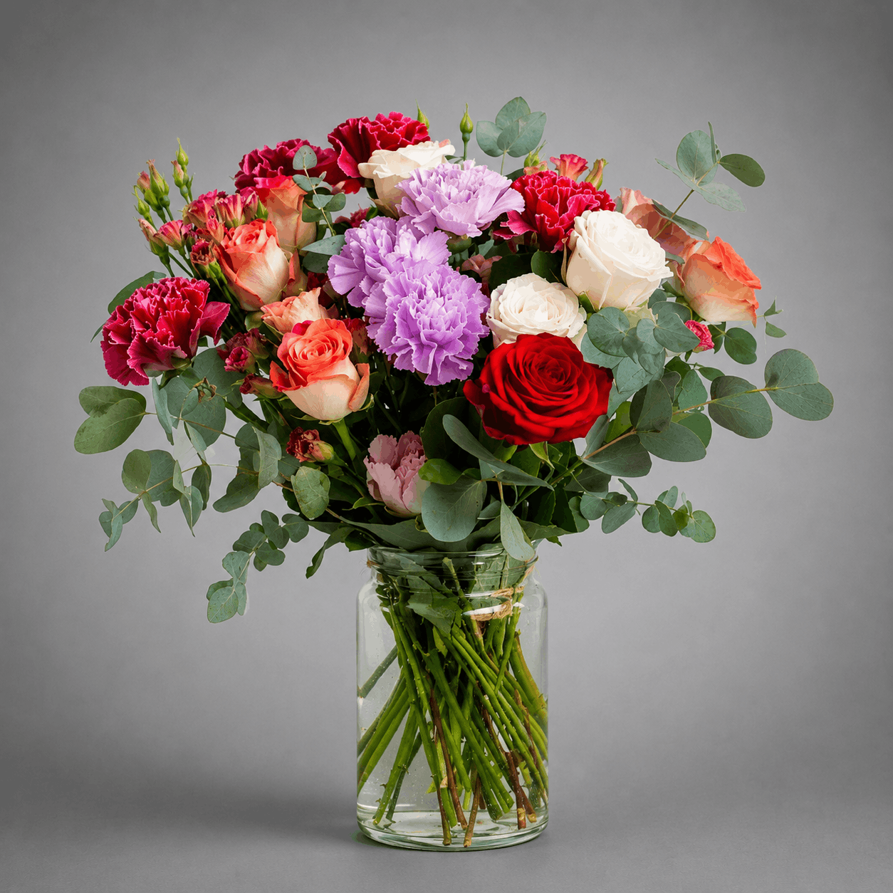 Ruby & Lavender Mixed Flower Arrangement