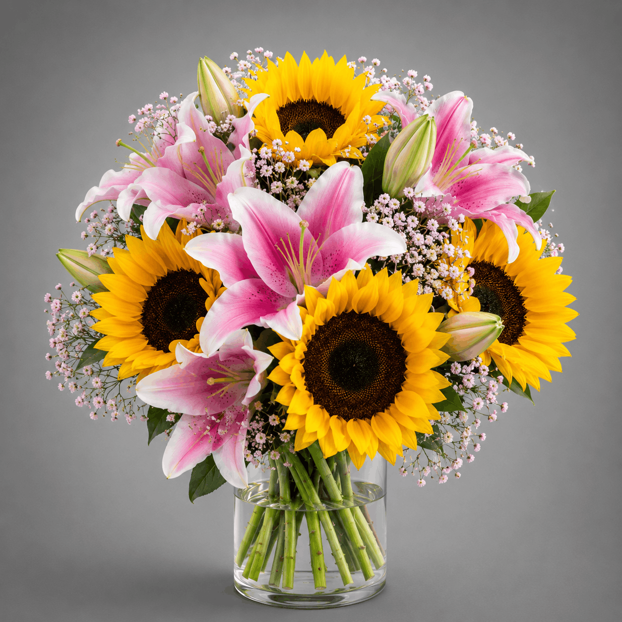 Sunflower & Pink Lily Celebration Arrangement