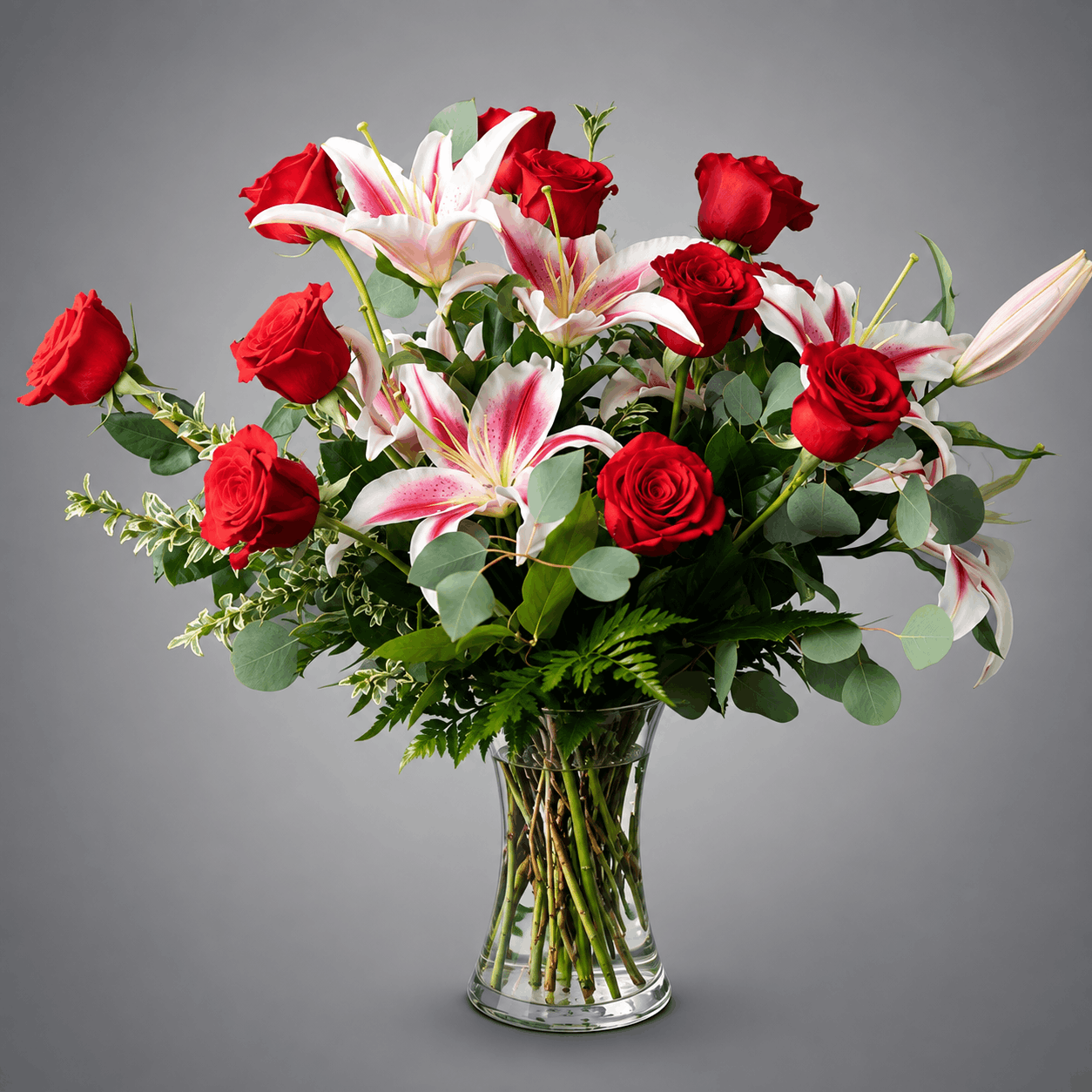 Red Rose & Pink Lily Statement Arrangement
